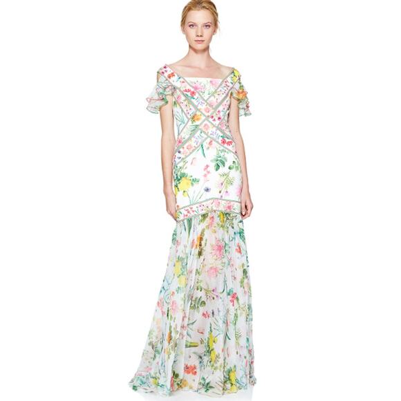 Tadashi Shoji Renee Floral Dress AVZ17047L Size 8 - Special Order Gown - Picture 1 of 11